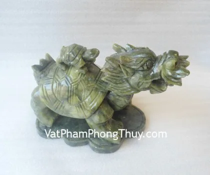 Rùa đầu rồng lam ngọc cõng con trung H064