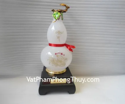Hồ lô bạch ngọc chạm tinh xảo - phúc lộc như ý H501G